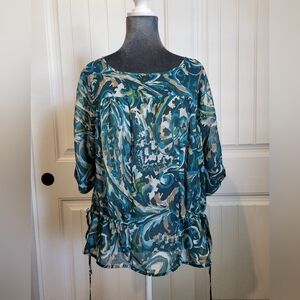 A.N.A. Sheer Side Ties Blouse